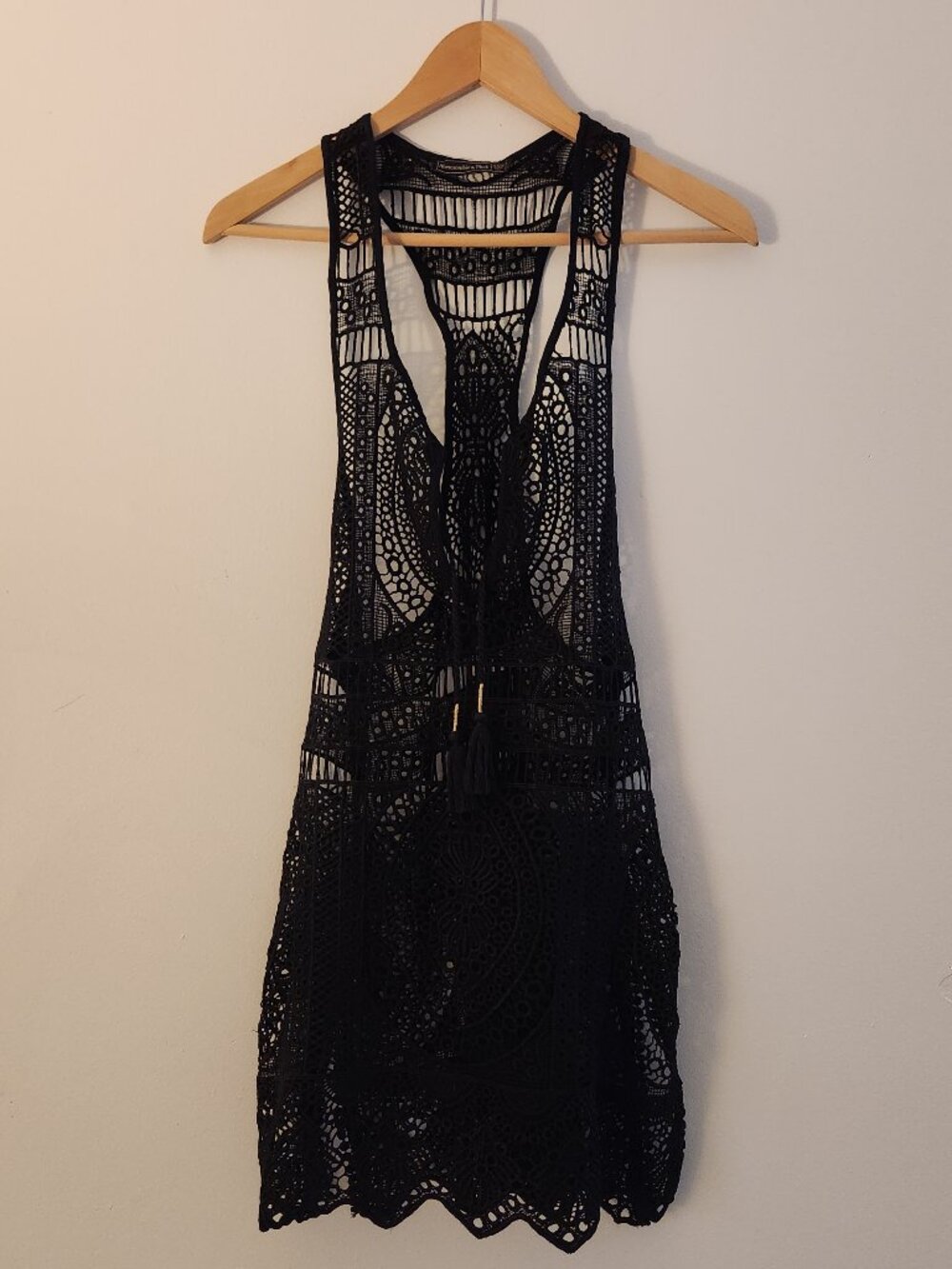 Abercrombie Fitch A & F Beach Dress Black Size XS S Women Crochet Swim Cover Up